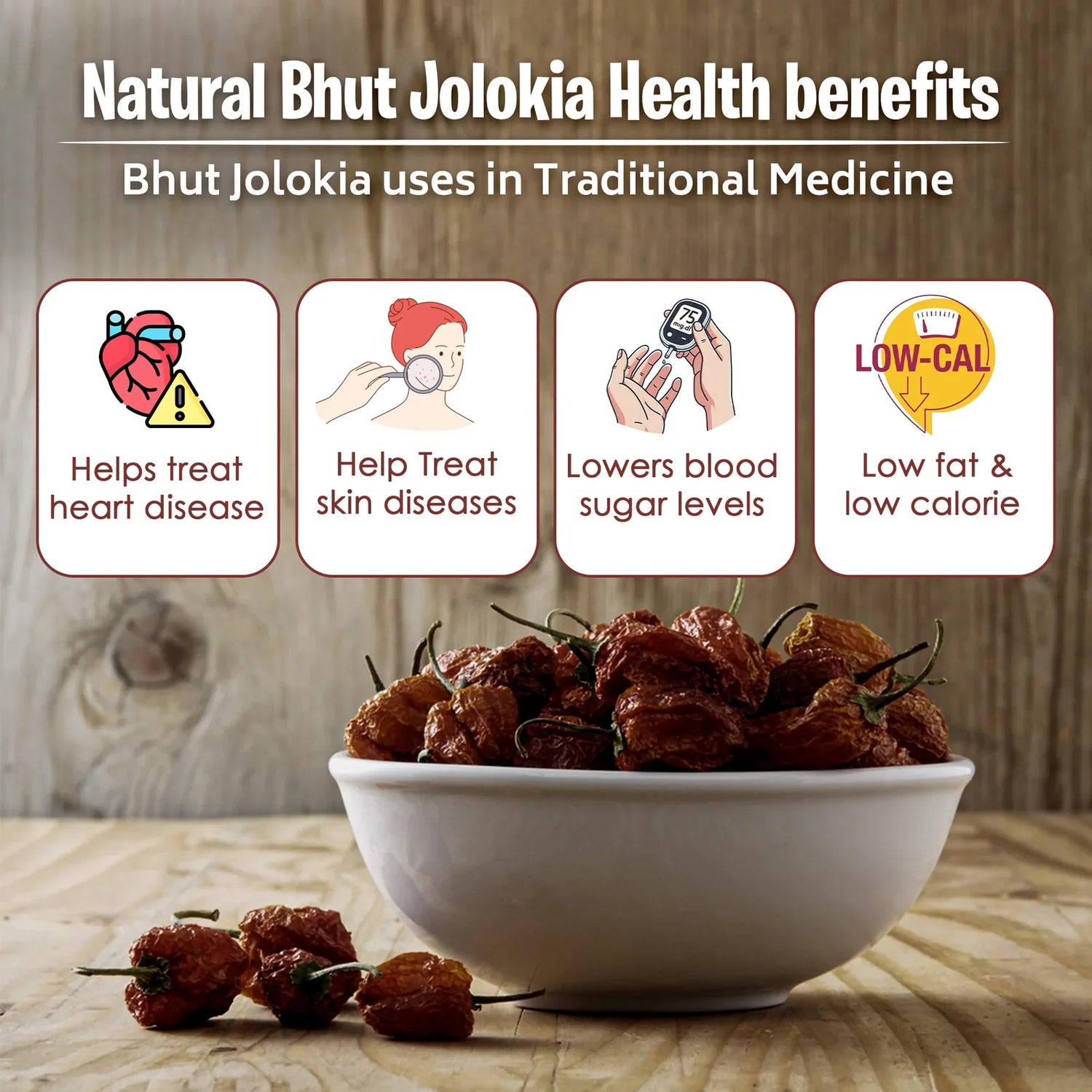 King Chilli  |Natural Bhut Jolokia (Raja Mircha) -Regional Speciality Nagaland   - No Preservatives- Ikai Organic – 25gm