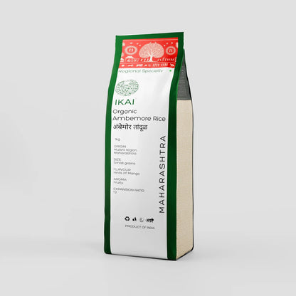Rice | Ambemore Rice -Regional Specialty-Maharashtra -Gluten Free- No preservatives-Ikai Organic - 1000gm