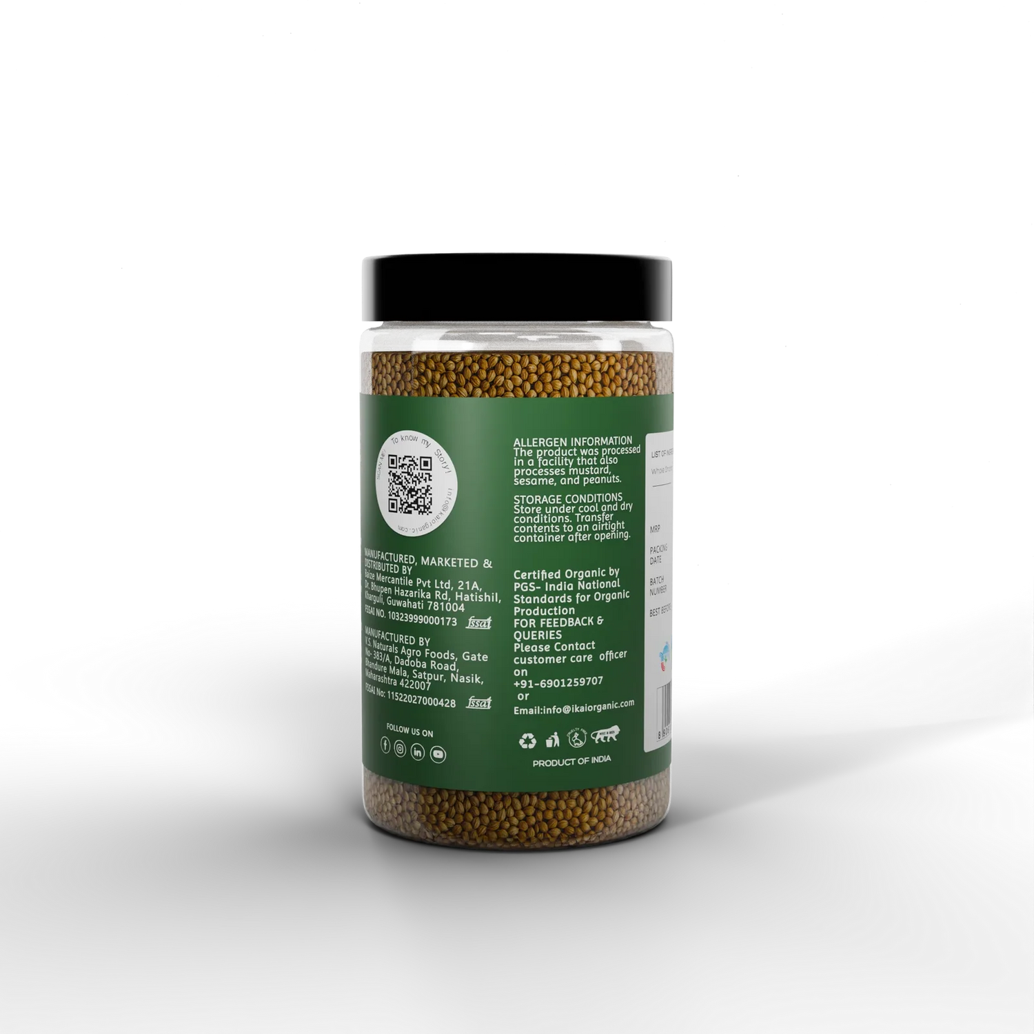 Seeds| Organic Coriander Seeds - Sabut Dhaniya - Pure Healthy &amp; Aromatic  No Preservatives- Ikai Organic – 100gm
