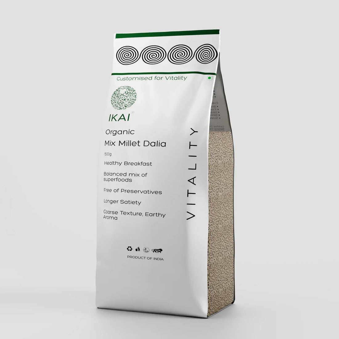 Dalia | Mix Millet Dalia - Multi Millets - Customised For Vitality - Gluten Free - Healthy Breakfast, Balanced Mix Super Food -No Preservatives- Ikai Organic – 500gm