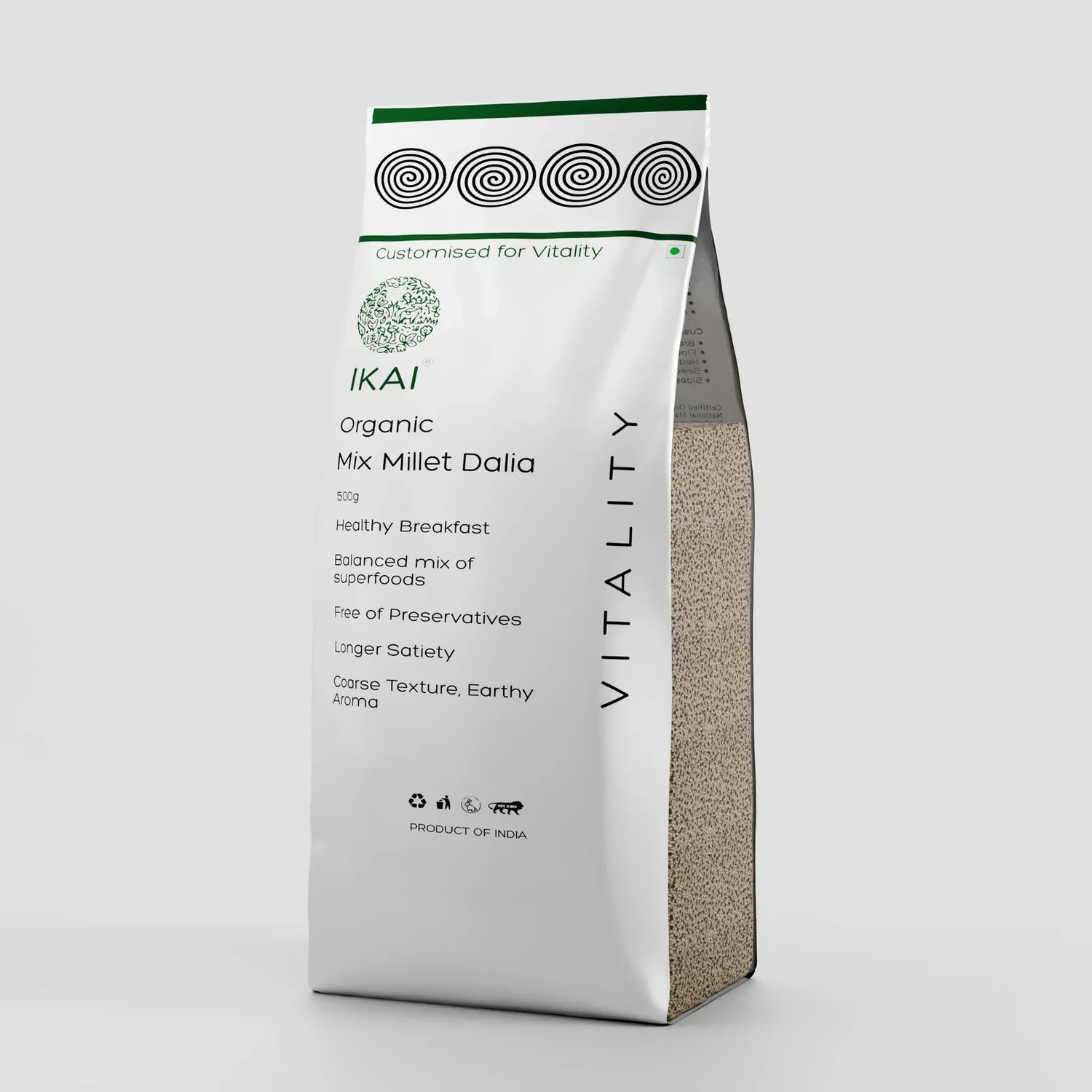 Dalia | Mix Millet Dalia - Multi Millets - Customised For Vitality - Gluten Free - Healthy Breakfast, Balanced Mix Super Food -No Preservatives- Ikai Organic – 500gm