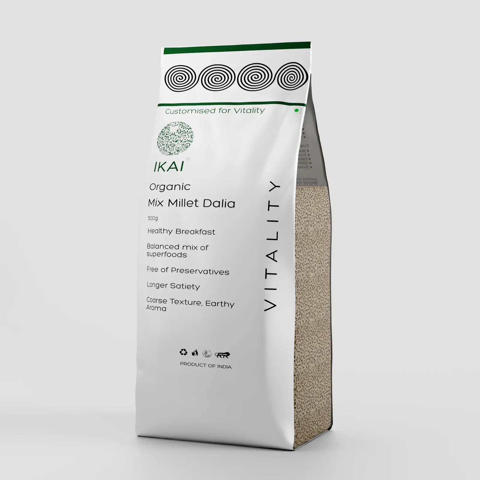 Dalia | Mix Millet Dalia - Multi Millets - Customised For Vitality - Gluten Free - Healthy Breakfast, Balanced Mix Super Food -No Preservatives- Ikai Organic – 500gm