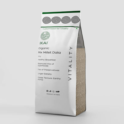 Dalia | Mix Millet Dalia - Multi Millets - Customised For Vitality - Gluten Free - Healthy Breakfast, Balanced Mix Super Food -No Preservatives- Ikai Organic – 500gm