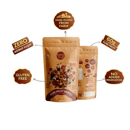 Pure Fruit Muesli | Hand-Picked Farm Ripened Fruits -Gluten Free - 1 00% Real Fruits - No Added Sugar, &amp;amp; No Added Preservatives - Bare Fruit - 200gm