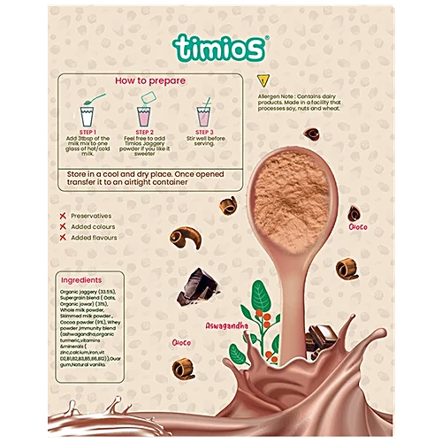 Hearty Milk Mix (Chocolate) - High Protein, Made With Jaggery-No added Sugar,No Artificial Flavours or Preservatives  - Timios - 250gm (Copy)
