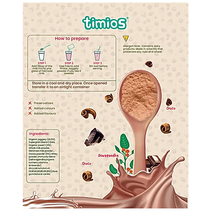 Hearty Milk Mix (Chocolate) - High Protein, Made With Jaggery-No added Sugar,No Artificial Flavours or Preservatives  - Timios - 250gm (Copy)