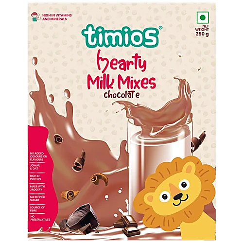 Hearty Milk Mix (Chocolate) - High Protein, Made With Jaggery-No added Sugar,No Artificial Flavours or Preservatives  - Timios - 250gm (Copy)
