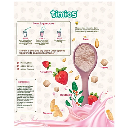 Berry Full Hearty Milk Mix- High Protein-No added sugar,No Artificial Flavours or Preservatives  - Timios - 250gm