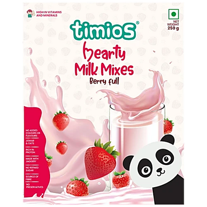 Berry Full Hearty Milk Mix- High Protein-No added sugar,No Artificial Flavours or Preservatives  - Timios - 250gm