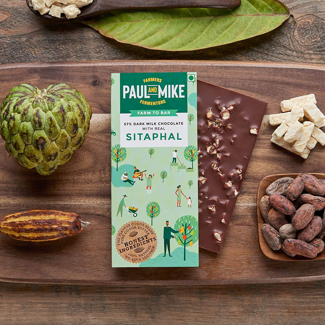 49% Fine Milk Sitaphal Chocolate - Soy Free - Paul And Mike - 68gm