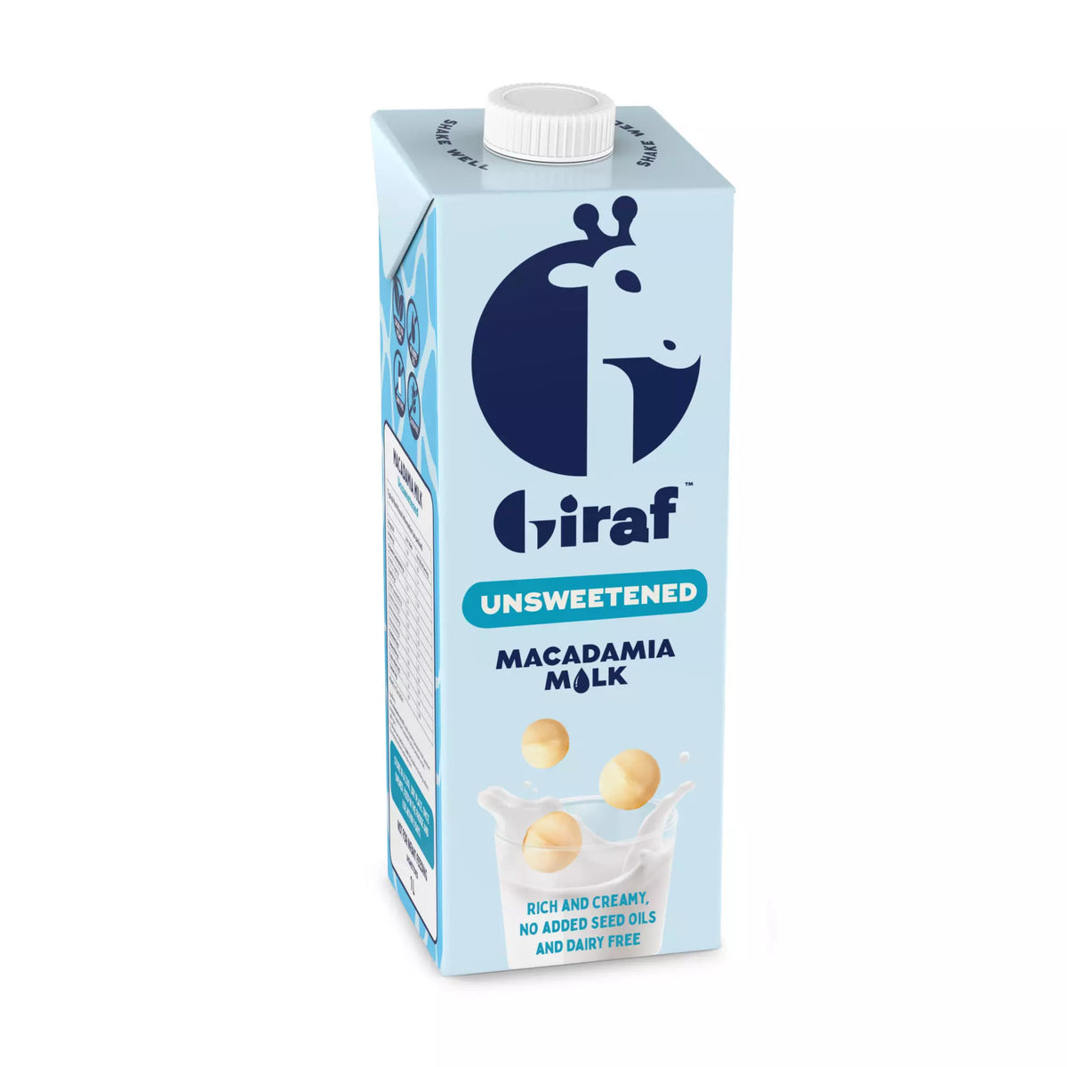 Milk | Macadamia Milk (Unsweetened) - Gluten Free, -Rich and Creamy-No Preservative, No Added Seed Oils, Dairy Free -Giraf- 1000ml