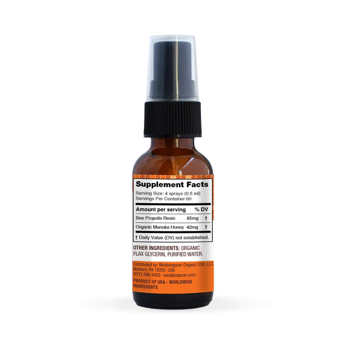 Propolis and Manuka Honey - MGO 400+ - Throat Spray - Original Honey - Natural Flavoured - Wedderspoon - 30ml