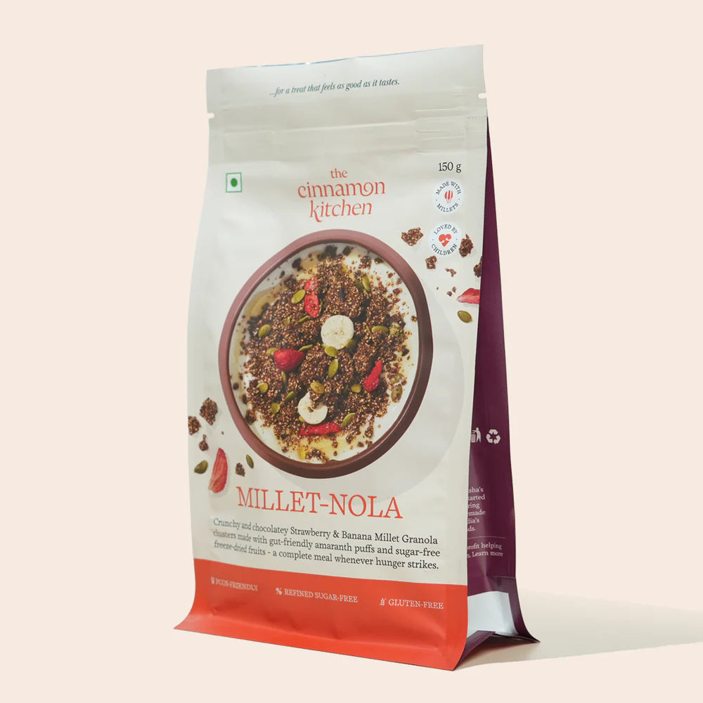 Berry &amp; Banana Millet Granola- Gluten Free, Refined Sugar Free &amp; PCOS Friendly – The Cinnamon Kitchen – 200gm