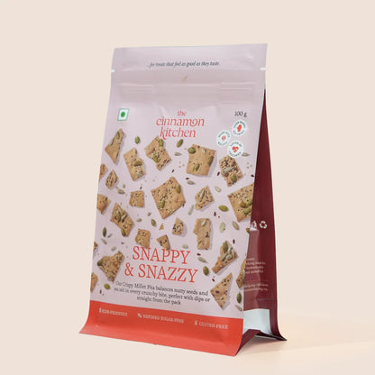 Crispy Millet Pita- Vegan, Gluten Free- Made With Millets, Oven Baked Not Fried  No Maida, Dairy &amp; Preservatives   - The Cinnamon Kitchen - 100gm