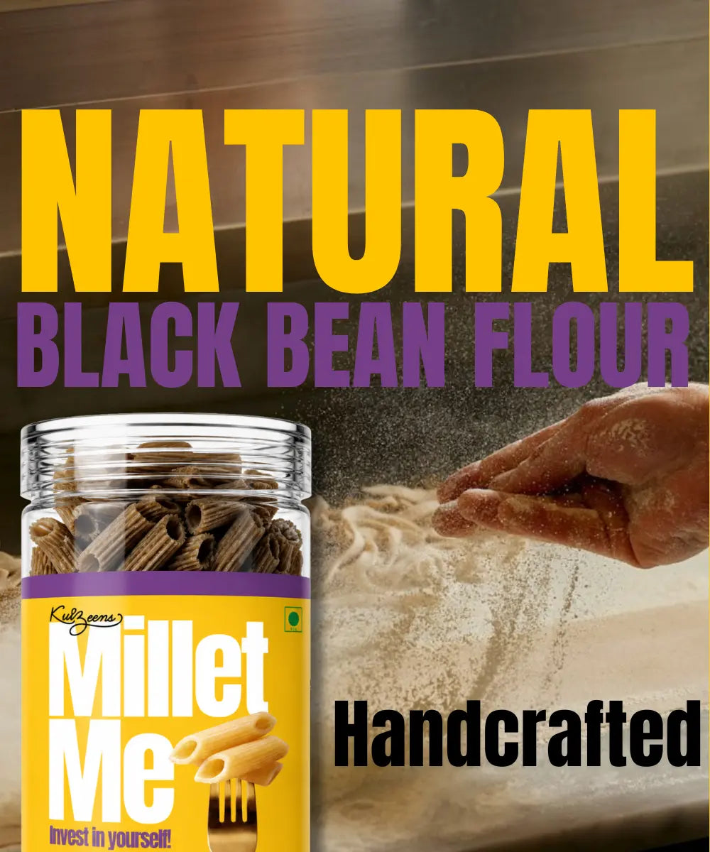Pasta | Millet Me (Black Bean Pasta) -Exotic High Protein &amp; Keto Style-Gluten Free,- No maida, No wheat, No Artificial Additives, No Preservatives – Kuizeens – 230gm