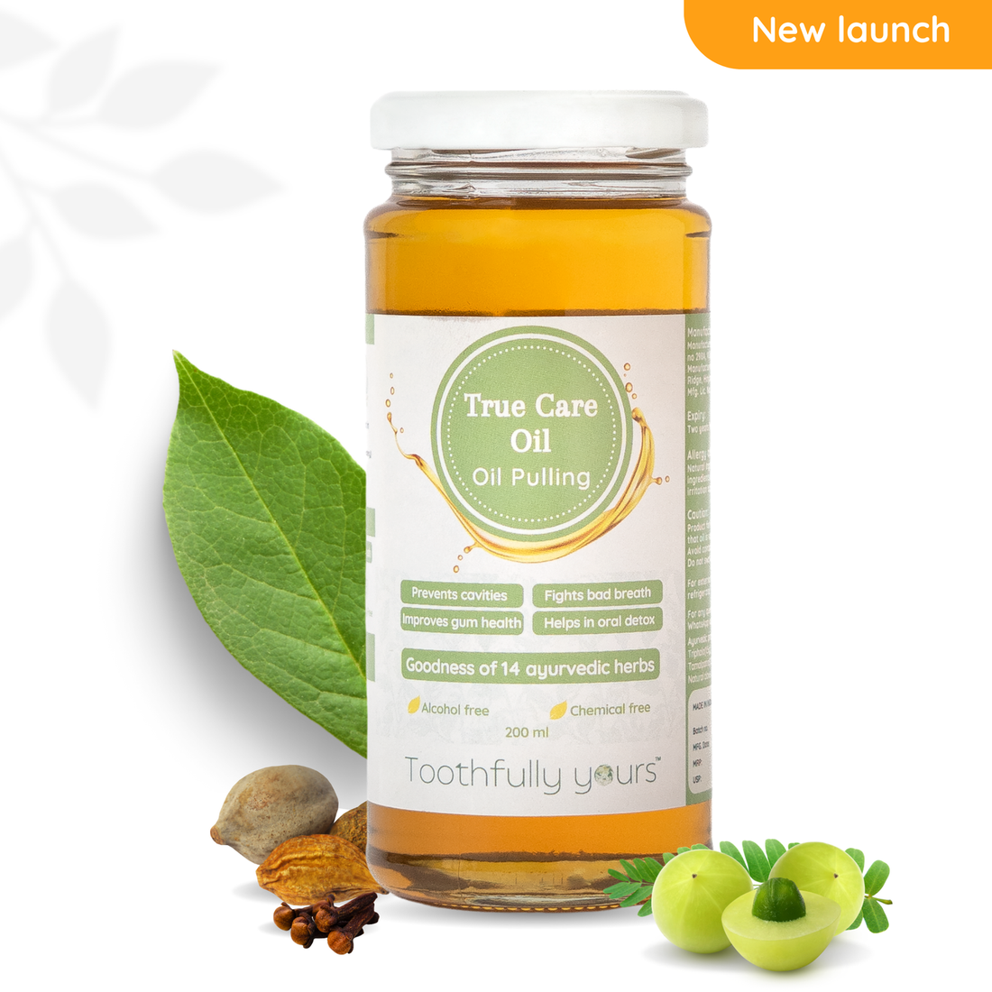 Oil Pulling | Sesame Oil Based & With Goodness Of 14 Herbs - True Care Oil - Prevents Cavities - Fights Bad Breadth - Improves Gum Health - Helps In Oral Detox - Vegan, Alcohol Free & Chemical Free - Toothfully Yours - 200ml