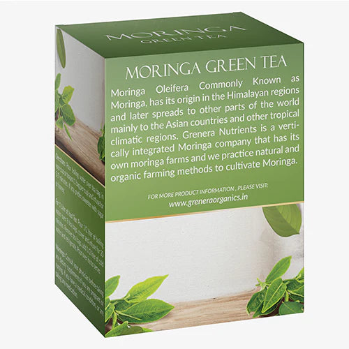 Tea | Moringa Green Tea - Caffeine Free-No Artificial Flavours, Colours, or Preservatives - Grenera - 25 Tea Bag
