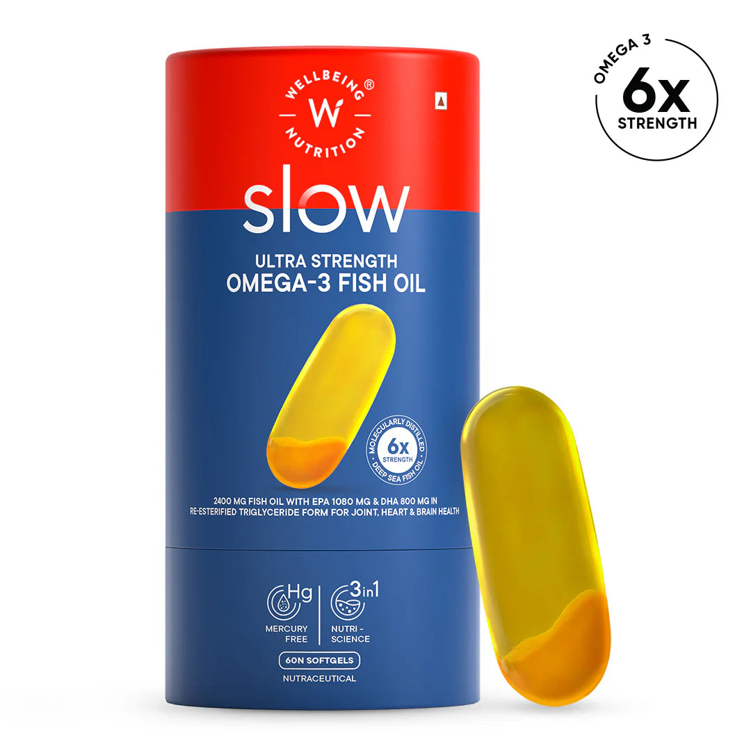 Fish Oil | 6x Strength Omega 3 Fish Oil - High Strength - For Joint, Heart & Brain Health - Mercury Free - Wellbeing Nutrition - 60 Soft Gel