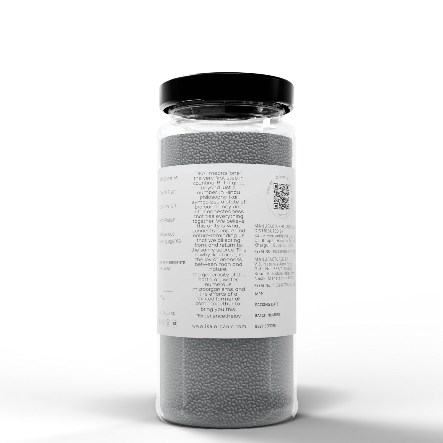 Seeds| Sweet Basil Seeds - Sabja - Customised for Vitality ( High Protein ) - Support Weight loss - No Preservatives- Ikai Organic – 100gm