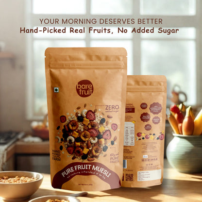 Pure Fruit Muesli | Hand-Picked Farm Ripened Fruits -Gluten Free - 1 00% Real Fruits - No Added Sugar, &amp;amp; No Added Preservatives - Bare Fruit - 200gm