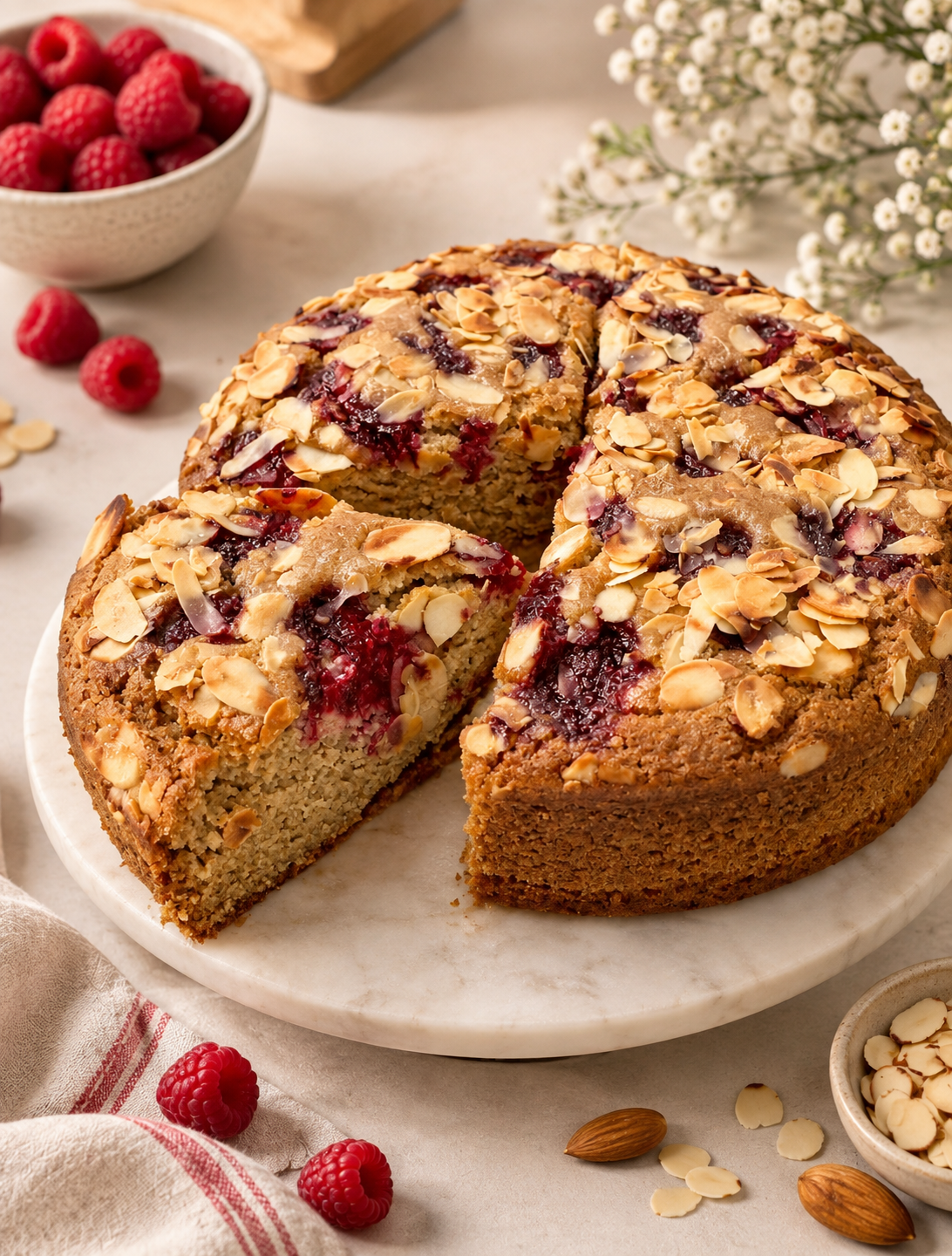 Cake | Raspberry Almond cake  - Vegan, Gluten Free &amp; Refined Sugar Free - Nature&