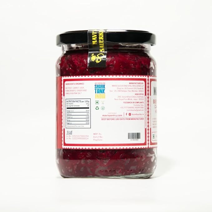 Beetroot Carrot Kraut - Tangy, Crispy And Bursting With Flavours - No Added Vingear, Flavours &amp; No Preservatives - MAVI’s - 500gm