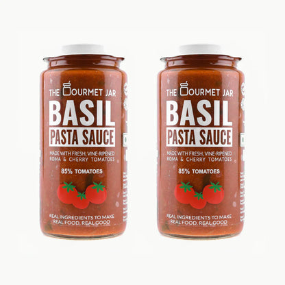 Basil Pasta Sauce – Vegan, Gluten Free, Refined Sugar Free, Nut Free &amp;amp; Zero Trans Fat - The Gourmet Jar – 390gm