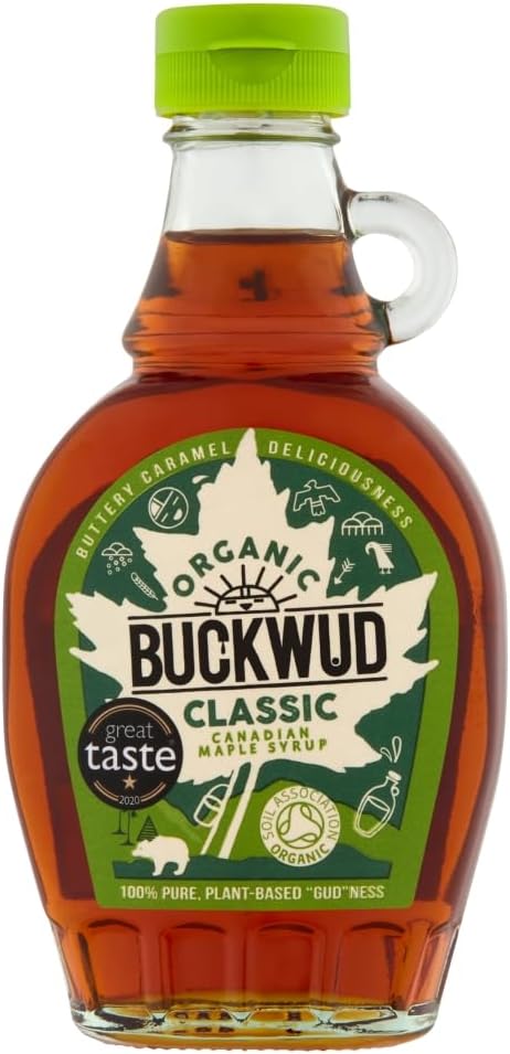 Classic Candian Maple Syrup- Buttery Caramel Flavour, Plant-Based, Suitable for Vegans & Vegetarians-Perfect In Hot Drinks- No Preservatives –Organic Buckwud – 250ml