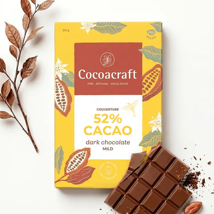 Chocolate | 52% Cocoa Dark Chocolate Mild - Made in Kerala from Single - Origin Cocoa  – Vegan -No Vegetable Oil, No Artificial Flavours- Cocoacraft – 210gm