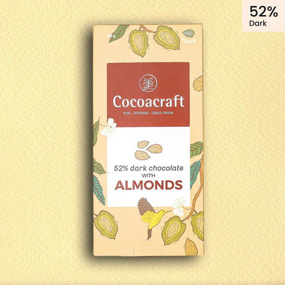 Dark Chocolate | With Roasted Almonds - 52% - No Preservatives, No Artificial Flavoring &amp;amp; No hydrogenated oils – Cocoacraft – 80gm