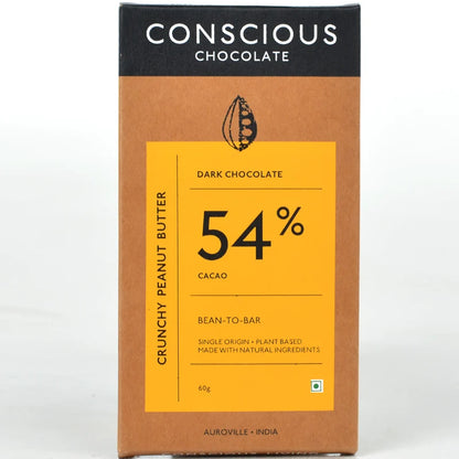 Chocolate  | 54% Crunchy Peanut Butter Dark Chocolate - Vegan &amp;amp; Gluten Free - Conscious Living - 60gm