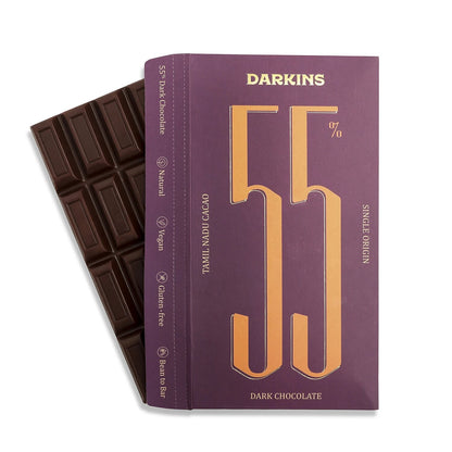 55% Dark Chocolate - Single Origin Cacao from Tamil Nadu – Vegan &amp;amp; Gluten Free - Darkins – 65gm