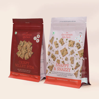Crispy Millet Pita- Vegan, Gluten Free- Made With Millets, Oven Baked Not Fried  No Maida, Dairy &amp; Preservatives   - The Cinnamon Kitchen - 100gm