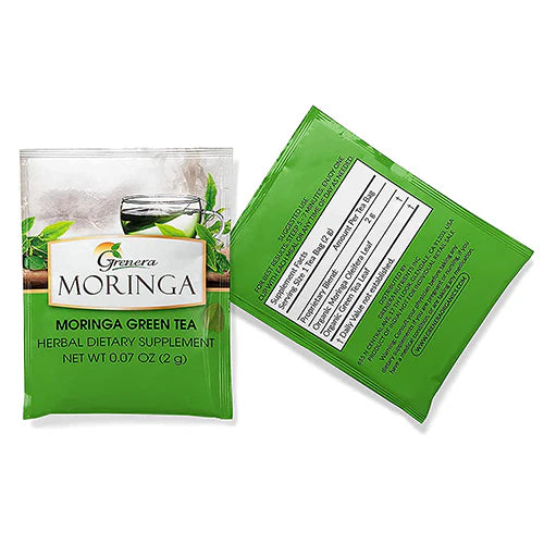 Tea | Moringa Green Tea - Caffeine Free-No Artificial Flavours, Colours, or Preservatives - Grenera - 25 Tea Bag