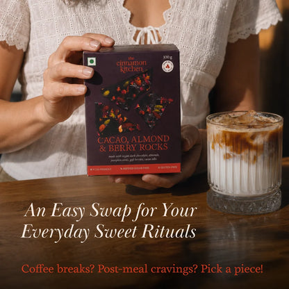 Cacao, Almond &amp; Berry Rocks- Organic - Vegan, Gluten Free, PCOS Free &amp; Refined Sugar Free-No Maida, Dairy &amp;amp; Preservatives - The Cinnamon Kitchen - 50gm