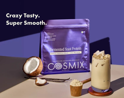 Protein Powder | Kerala Vanilla Bean (24g Protein Per Serving) - Fermented Yeast Protein – No Nonsense – No Added Sugar, No Added Sugar &amp; No Added Artificial Flavours – Cosmix – 1000gm
