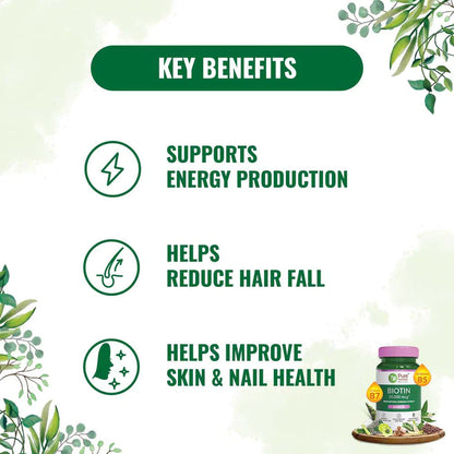 Biotin | Biotin From Natural Sesbania Extract – Supports Healthy Hair And Skin – 1000mg – Pure Nutrition – 60 Vegetarian Tablets