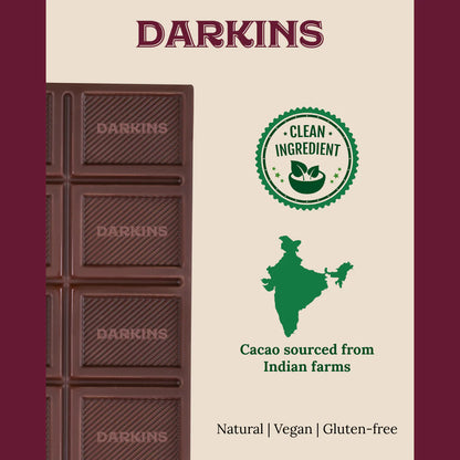 Dark Chocolate | 70% Dark Chocolate Noir – Vegan &amp; Gluten Free- No Palm Oil - Darkins – 50gm