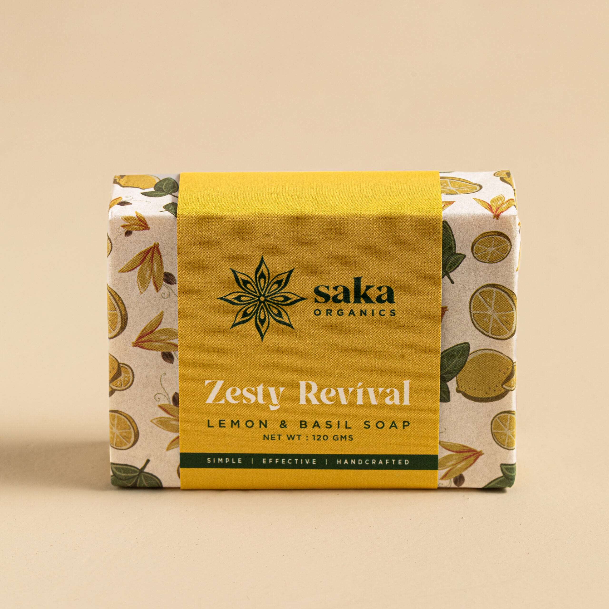Soap | Zesty Revival (Lemon &amp;amp; Basil Soap) – Handcrafted – Saka Organics – 120gm