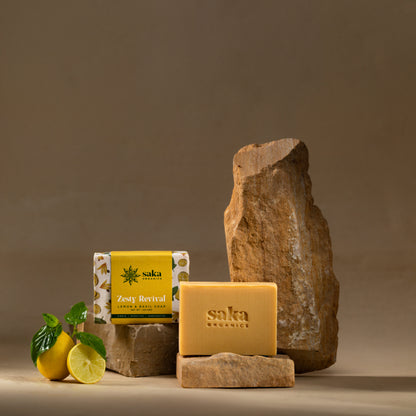 Soap | Zesty Revival (Lemon &amp;amp; Basil Soap) – Handcrafted – Saka Organics – 120gm
