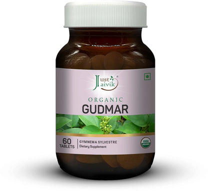 Organic Gymnema Tablets-Pure Gymnema Sylvestre Herbal Supplement - USDA Certified Organic, Non-GMO &amp; Vegan - Traditional Ayurvedic Botanical for Wellness-Just Jaivik - (600mg, 60Tablet)