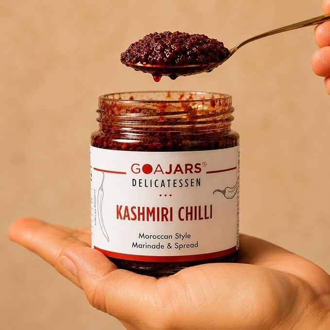 Kashmiri Chilli Paste (Red Chilli) - 100% Pure &amp; Natural Ingredients - Marinade - No Seeds - Vegan - No Gluten - Moroccan Cuisine - Stir-fry Cooking Sauce , Pasta Sauce  - GOAJARS - 170gm