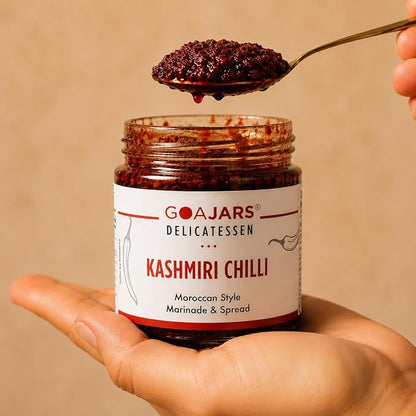 Kashmiri Chilli Paste (Red Chilli) - 100% Pure &amp; Natural Ingredients - Marinade - No Seeds - Vegan - No Gluten - Moroccan Cuisine - Stir-fry Cooking Sauce , Pasta Sauce  - GOAJARS - 170gm
