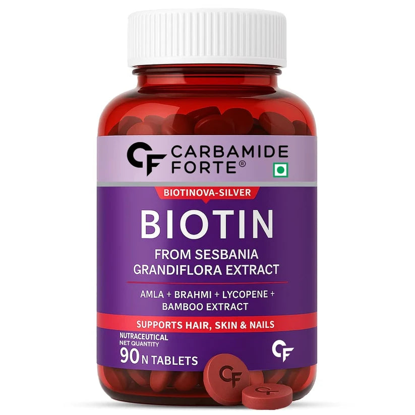 Biotin Tablets for Hair Growth – Hair, Skin &amp; Nail Support-  Supports Hair, Skin, Energy &amp;amp; Immunity - For Women &amp;amp; Men-Vegetarian Tablets- No Artificial Preservative - No After Taste - Carbamide Forte - 90 Capsules
