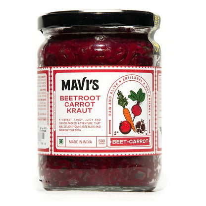Beetroot Carrot Kraut - Tangy, Crispy And Bursting With Flavours - No Added Vingear, Flavours &amp; No Preservatives - MAVI’s - 500gm