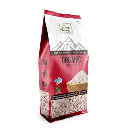 Flour | Organic Ragi Atta - Gluten Free - 100% Certified Organic -Pesticide-Free, Preservative-Free- Jivamrit - 500gm