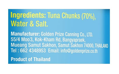 Tuna Chunks (Spring Water)-Omega -No Preservative &amp; Artificial Colours – Golden Prize – 200gm