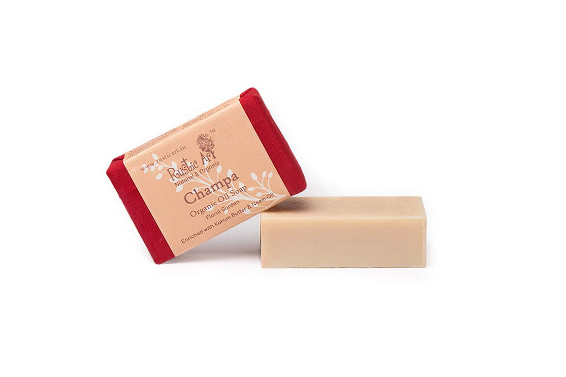 Soap | Oil Soap - Champa - Enriched With Kokum Butter & Neem Oil - Rustic Art - 100gm