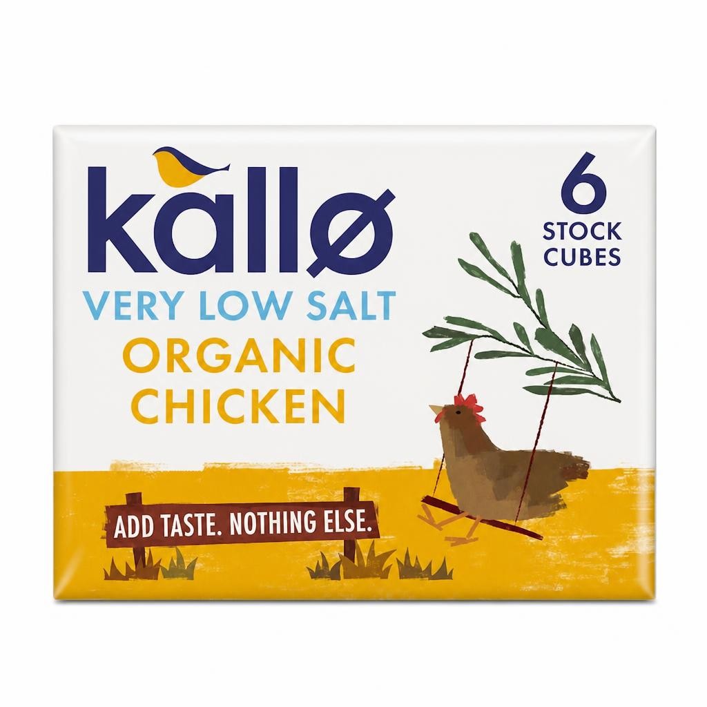 Very Low Salt Chicken Stock Cubes – Vegan, Gluten Free &amp; Lactose Free- Kallo Organic – 6 Cubes
