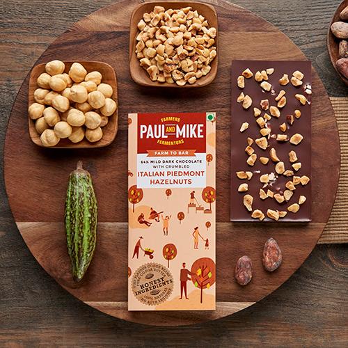64% Dark Italian Piedmont Hazelnut Chocolate – Paul &amp; Mike – 68gm